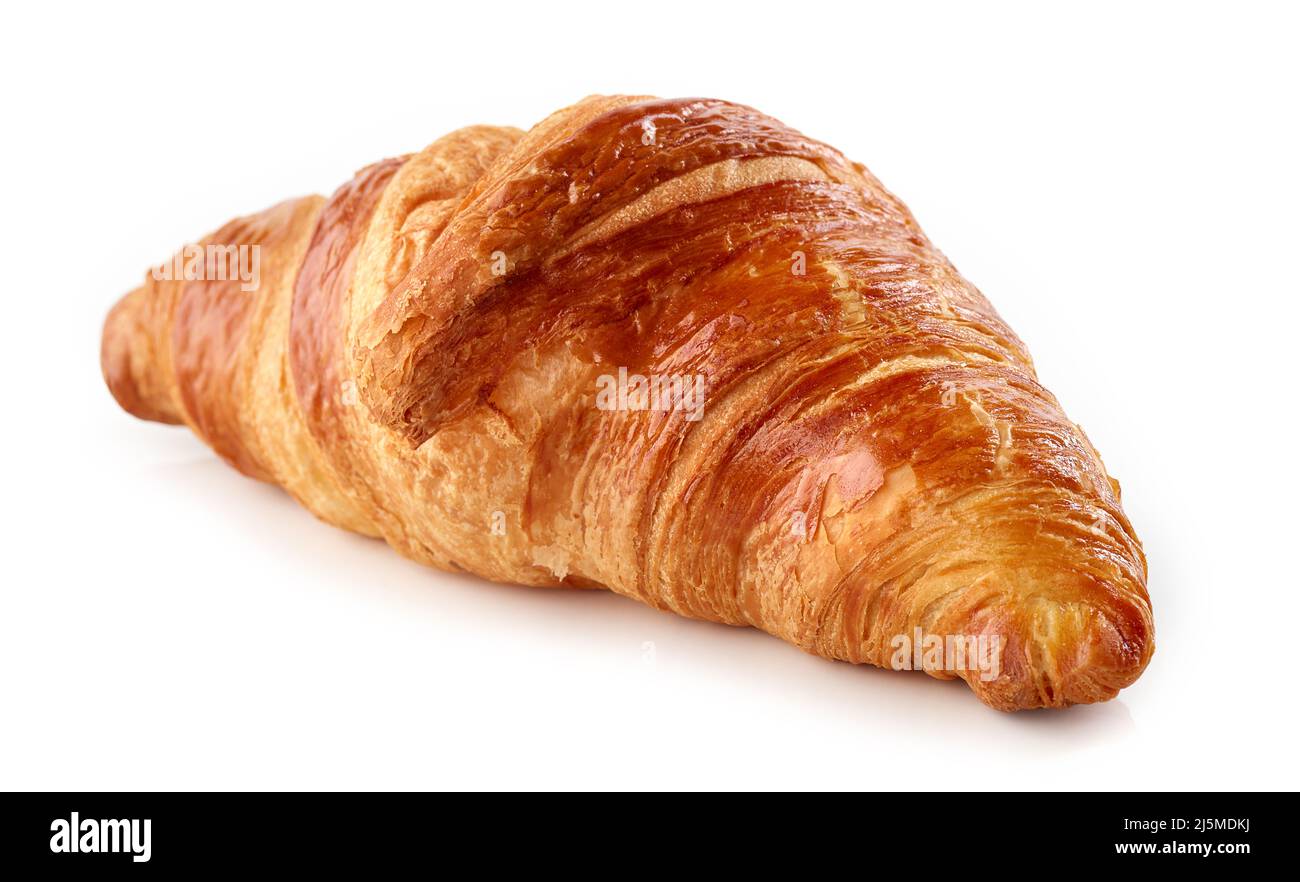freshly baked croissant isolated on white background Stock Photo - Alamy