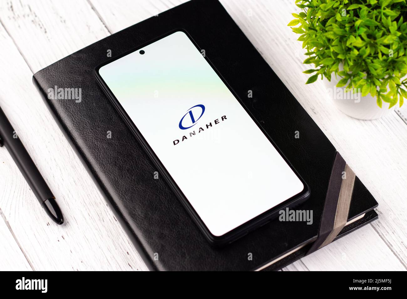 West Bangal, India - April 20, 2022 : Danaher Corporation logo on phone screen stock image. Stock Photo