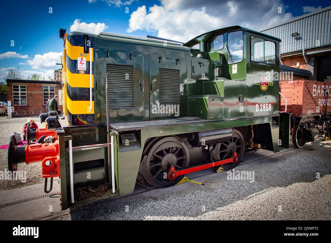 Locomotive preservation at Barrow Hill Roundhouse, Derbyshire, April 2022. Class 02, 03, 08 20, 45, 82, 55, 89, 47, 91 Stock Photo