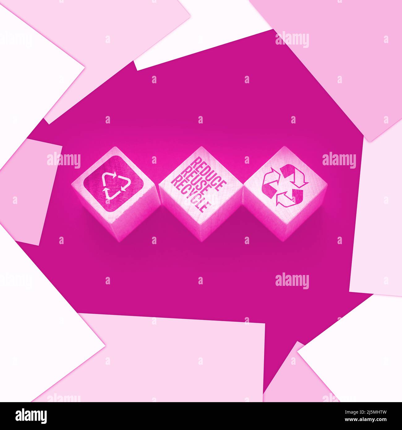 Reduce, reuse and recycle word written on wooden blocks on black. Save ...