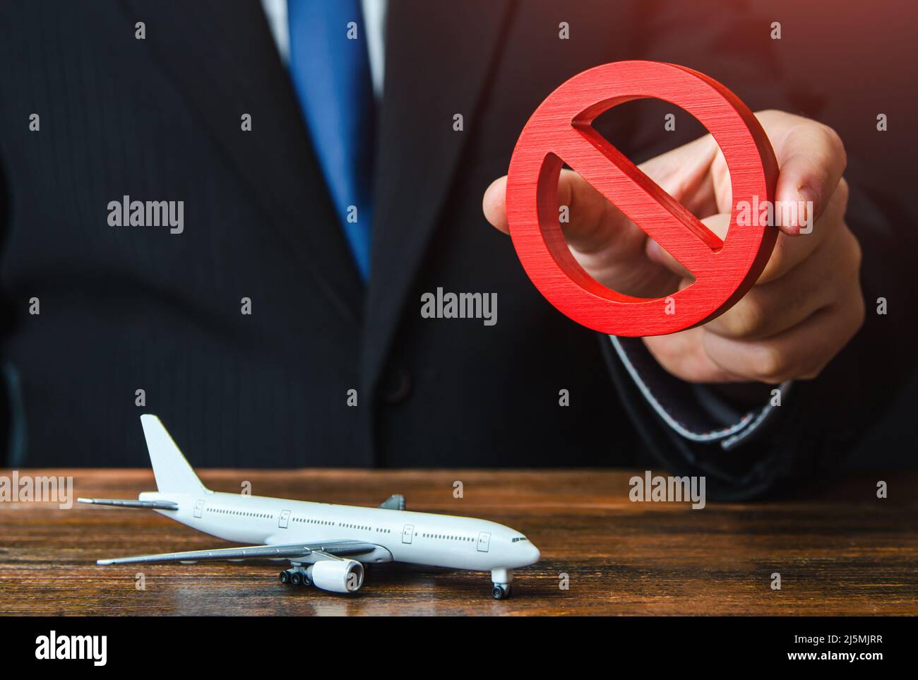 Ban on flights of aircraft. No fly zone. Sanctions. Refusal of aircraft insurance, breaking leasing agreements. Closing air routes. Flight cancellatio Stock Photo