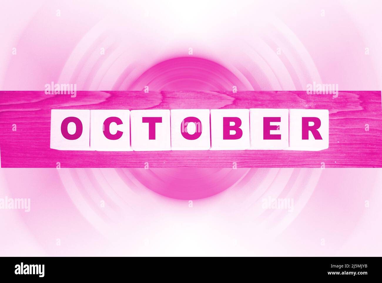 October word on wooden cubes.The October calendar agenda concept Stock ...