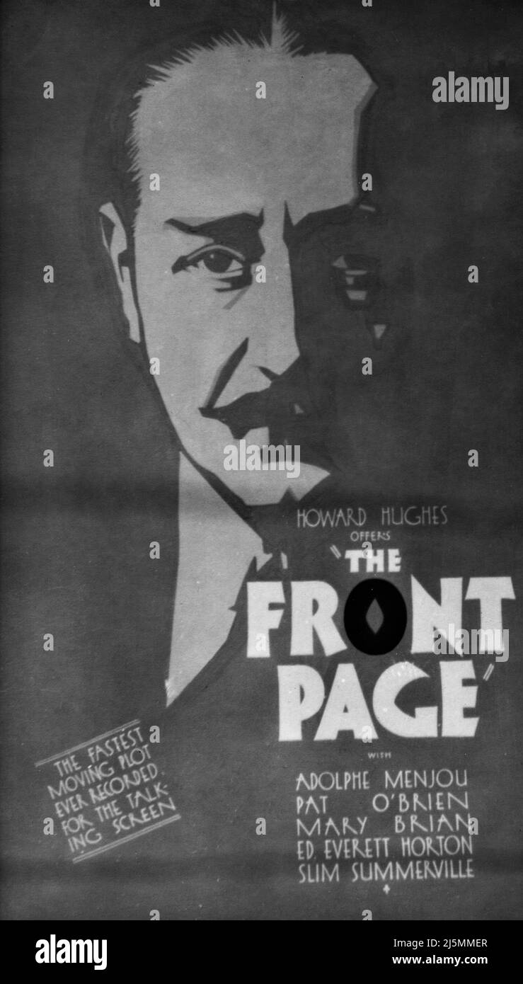 Hand Painted Movie Theatre Display for ADOLPHE MENJOU in THE FRONT PAGE