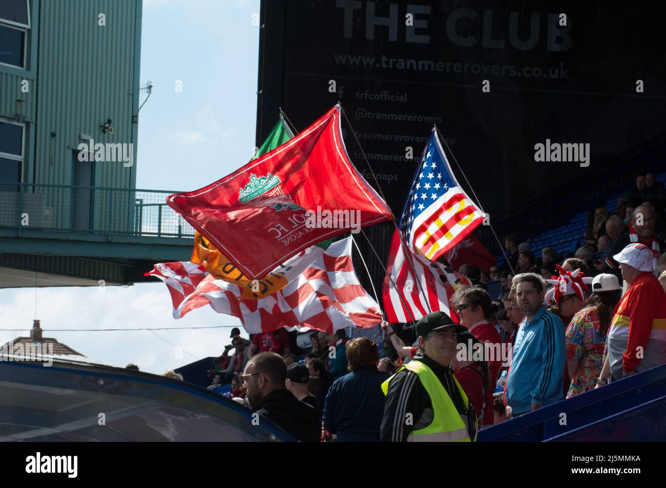 Birkenhead, UK. 24th Apr, 2022. Liverpool fans during the Womens Championship football match between Liverpool and Sheffield United at Prenton Park in Birkenhead, England. Terry Scott/SPP Credit: SPP Sport Press Photo. /Alamy Live News Stock Photo