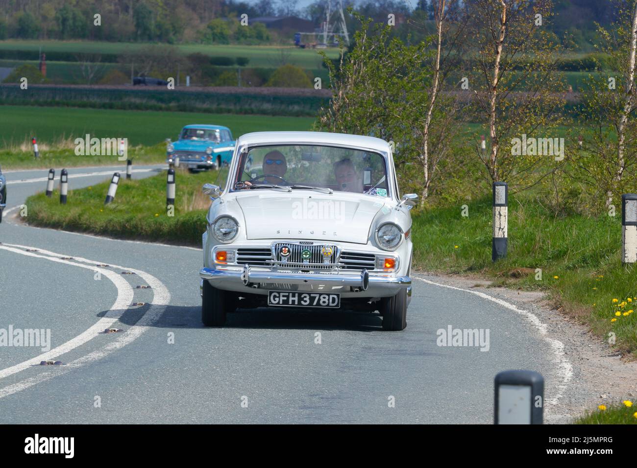 Classic cars seen on the B1222 near Sherburn in Elmet,North Yorkshire