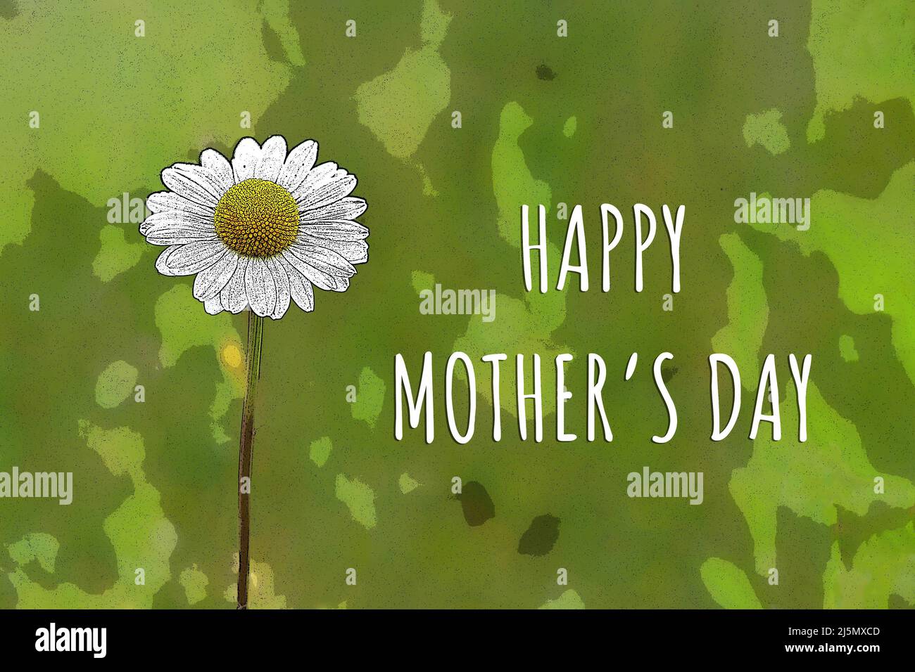 Happy Mothers Day card with a daisy flower illustration Stock Photo