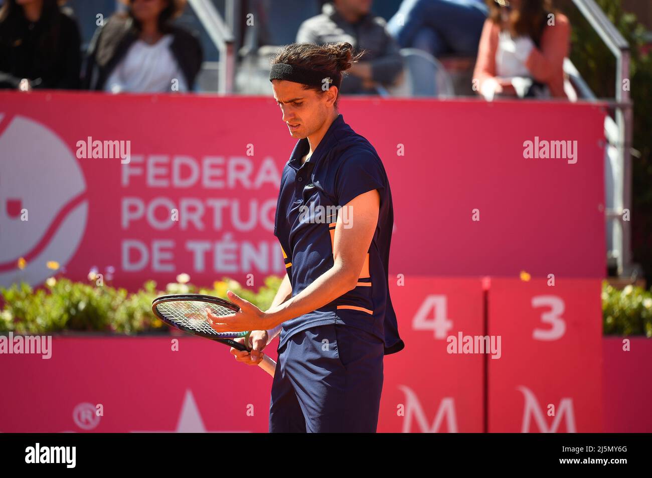 Estoril, Portugal. 24th Apr, 2022. Pierre-Hugues Herbert from France reacts  during the Millennium Estoril Open Final ATP 250 tennis tournament at the  Clube de Tenis do Estoril. Final score: Pierre-Hugues Herbert 2:1