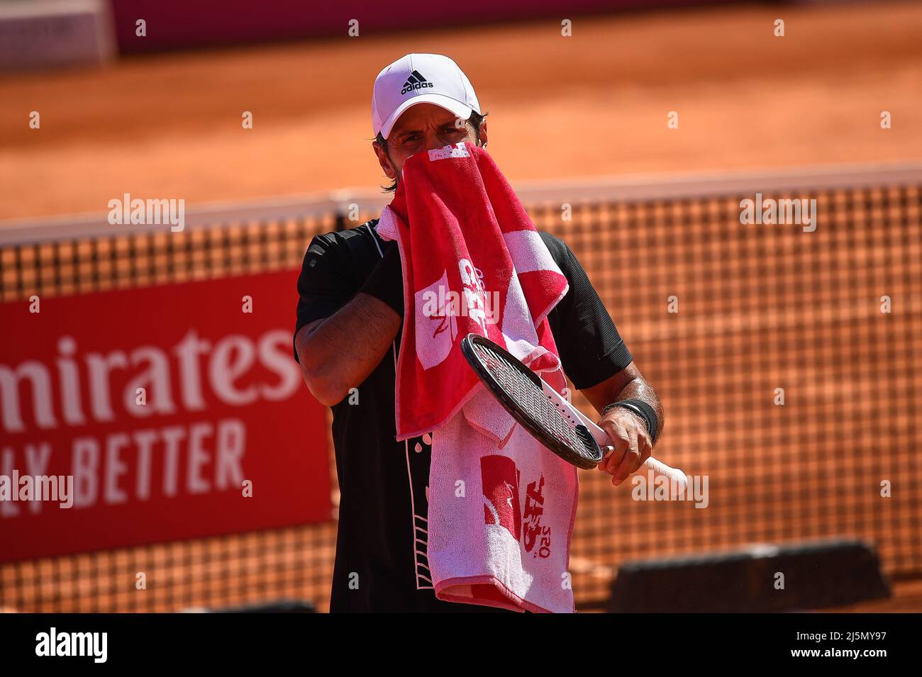 Estoril, Portugal. 24th Apr, 2022. Fernando Verdasco from Spain holds his  towel during the Millennium Estoril Open Final ATP 250 tennis tournament at  the Clube de Tenis do Estoril. Final score: Pierre-Hugues