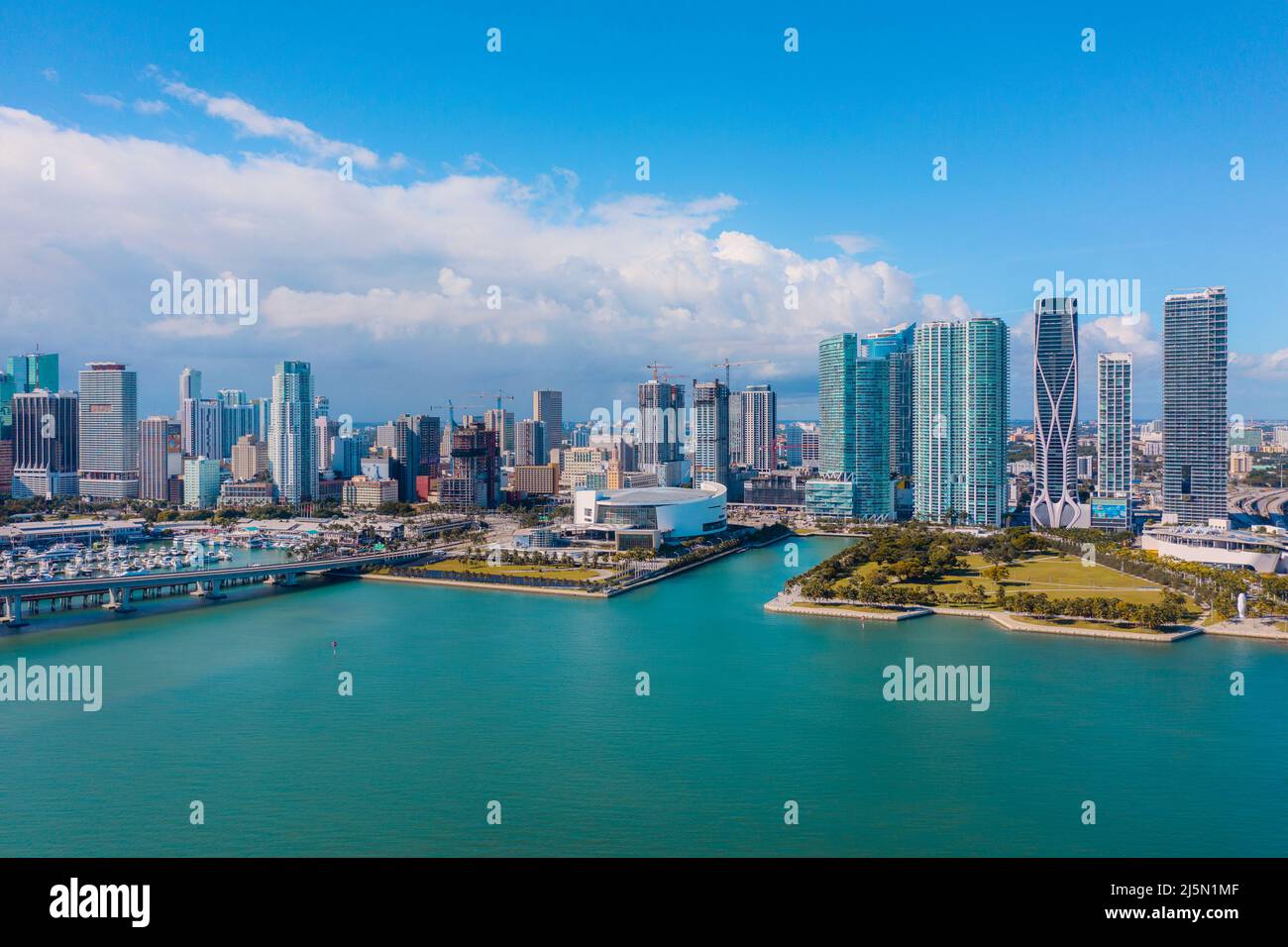 Panoramic view of Downtown Miami in South Florida Stock Photo