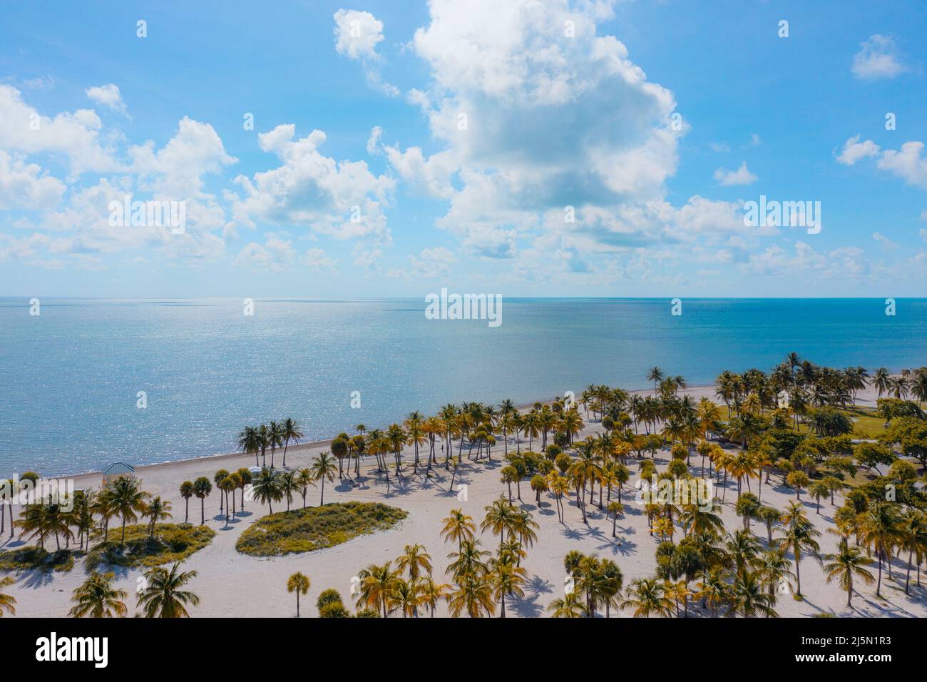 Pristine white sand beach in Key Biscayne Florida Stock Photo