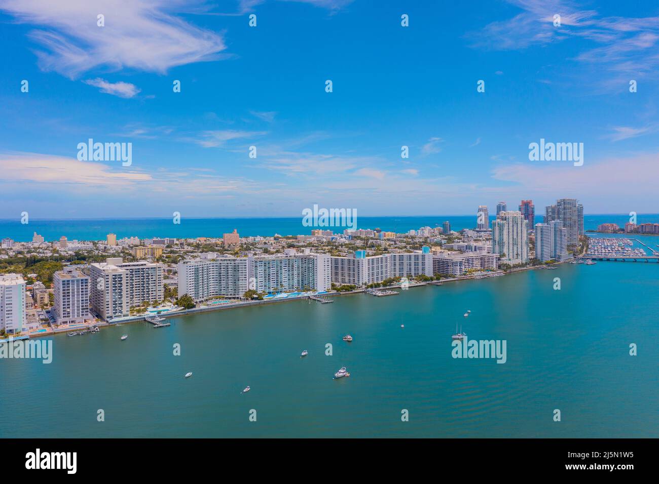 Bayfront buildings in Miami Beach Florida Stock Photo