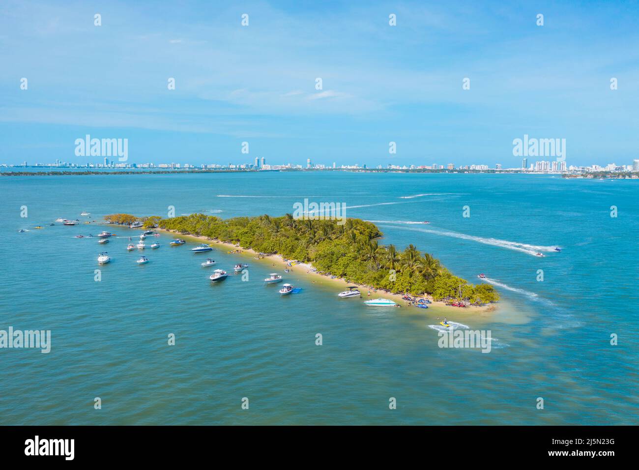 Island in the middle of Biscayne Bay in Miami Florida Stock Photo