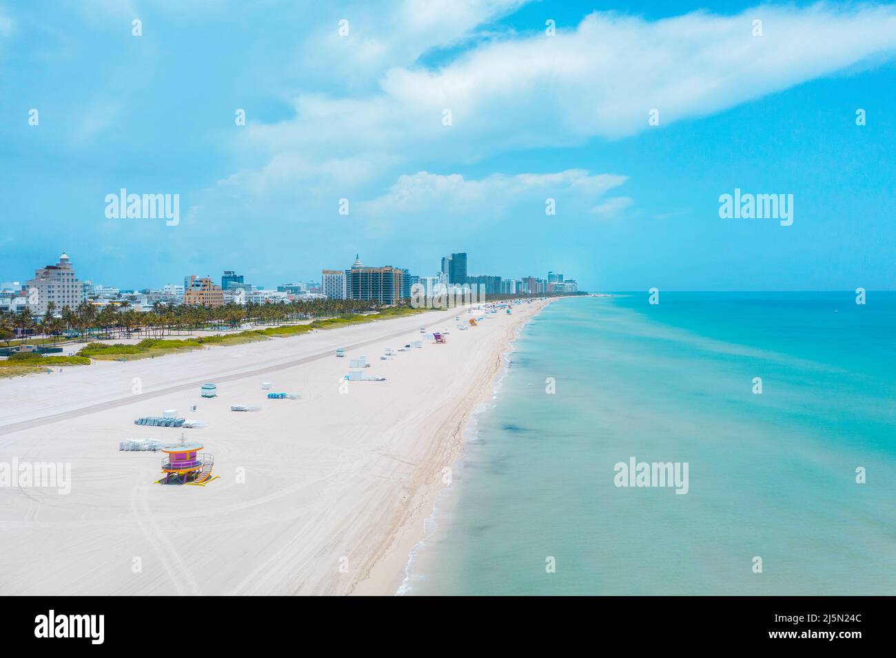White sand beach in Miami, Florida Stock Photo