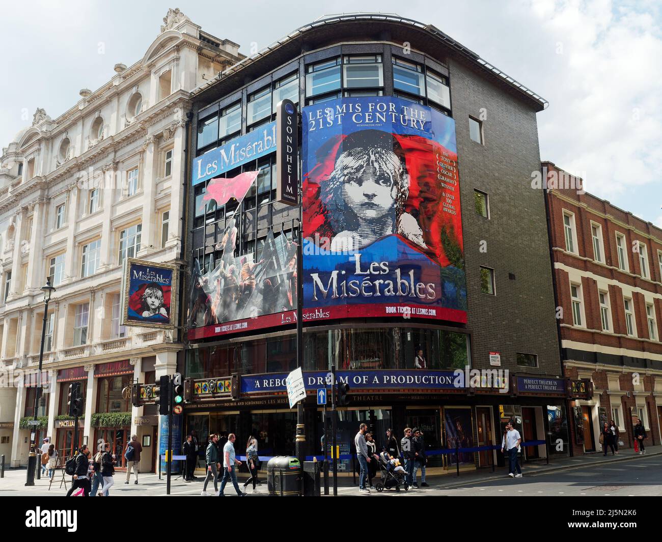 Front view of the Sondheim Theatre formerly known as the Queen's Theatre on Shaftesbury Avenue in London Stock Photo