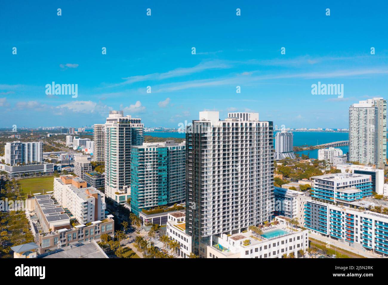 The Midtown Miami neighborhood skyline in Miami Florida Stock Photo