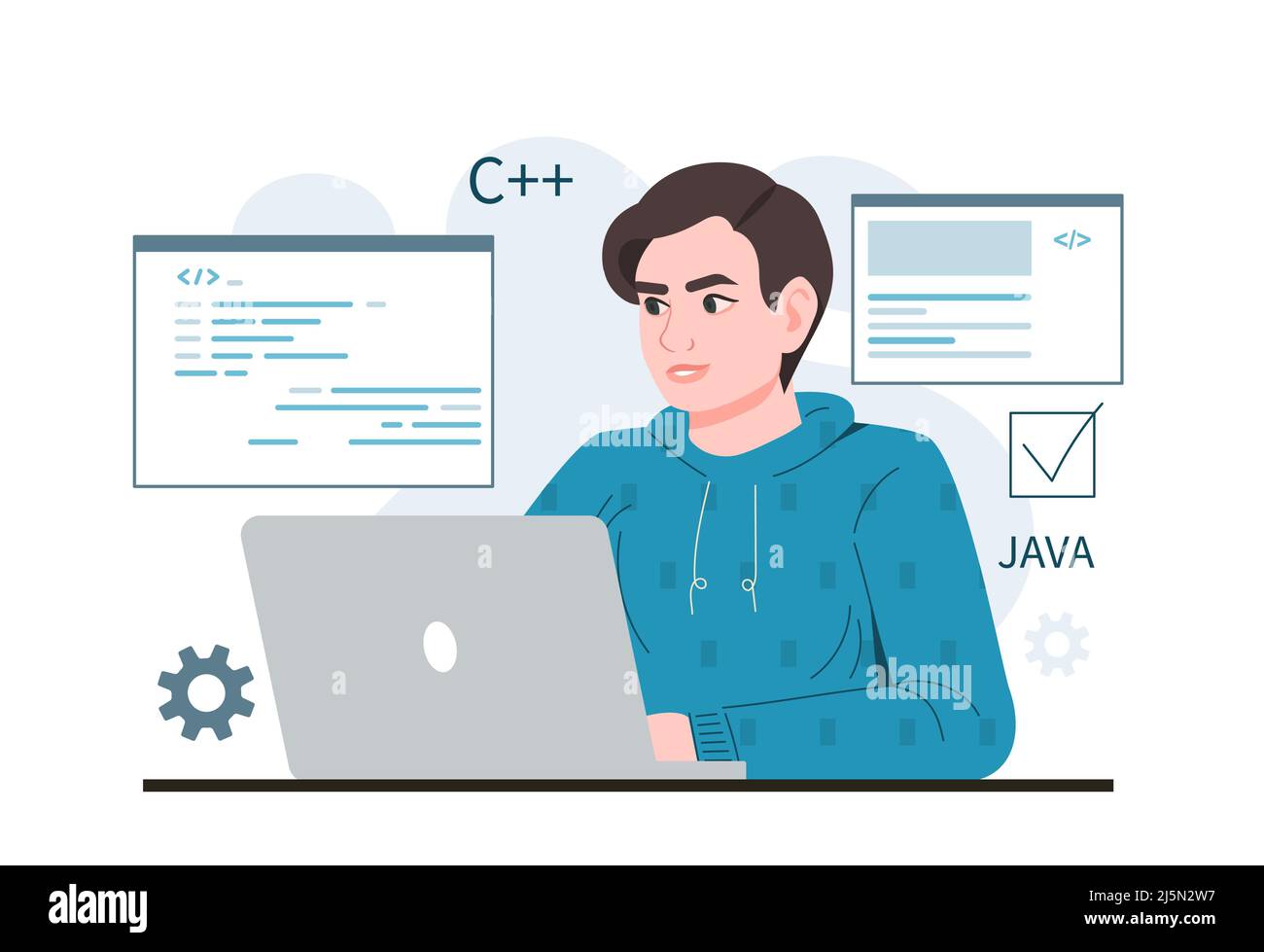 Programmer with laptop Stock Vector Image & Art - Alamy