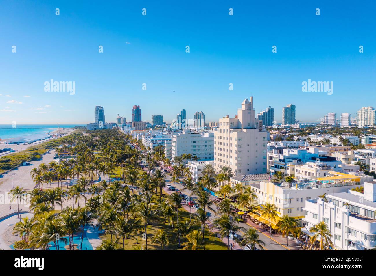 Ocean drive in Miami Beach, Florida Stock Photo