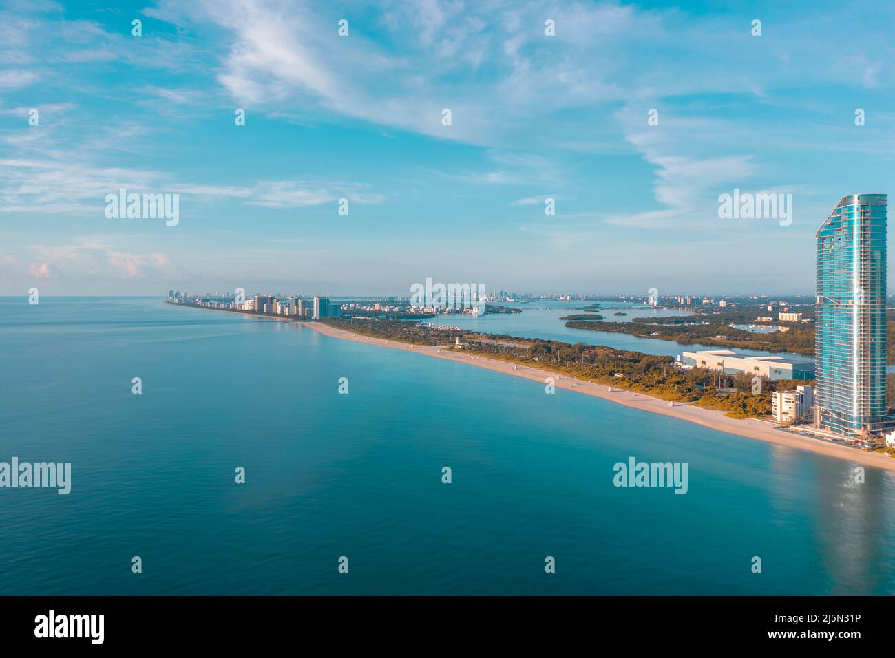 Panoramic view of the ocean in Miami Beach, Florida Stock Photo