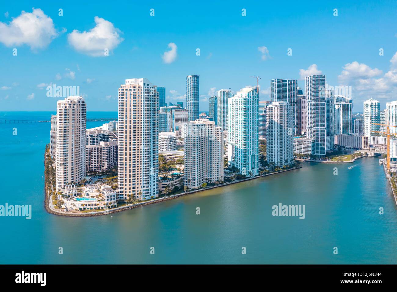 Panoramic view of Brickell Key in Miami, Florida Stock Photo