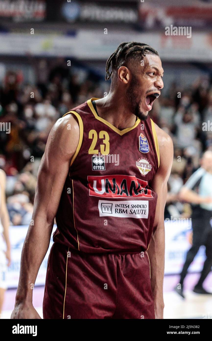 Venice, Italy. 24th Apr, 2022. Jeff Brooks (Umana Reyer Venezia) during  Umana Reyer Venezia vs Nutribullet Treviso Basket, Italian Basketball A  Serie Championship in Venice, Italy, April 24 2022 Credit: Independent Photo