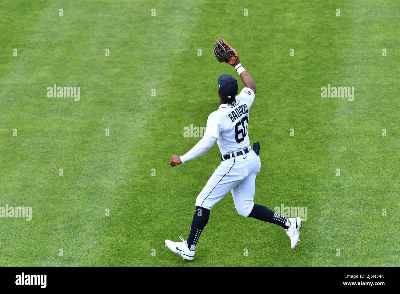 Detroit Tigers' Akil Baddoo plays during a baseball game, Monday, Aug. 7,  2023, in Detroit. (AP Photo/Carlos Osorio Stock Photo - Alamy