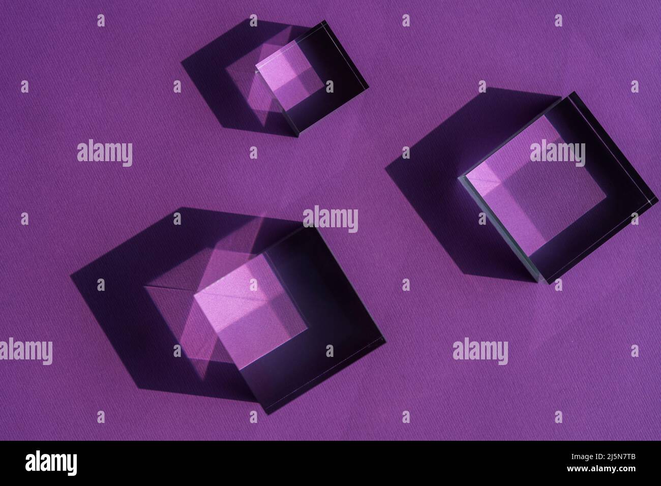 Crystal prism refracting light, magic crystals and pyramid, sphere and