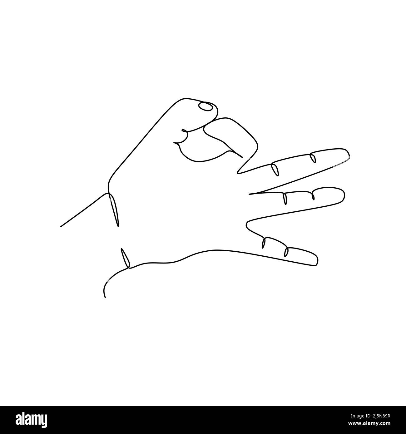 flick finger continuous line draw design vector illustration. Sign and symbol of hand gestures. Single continuous drawing line. Hand drawn style art d Stock Vector