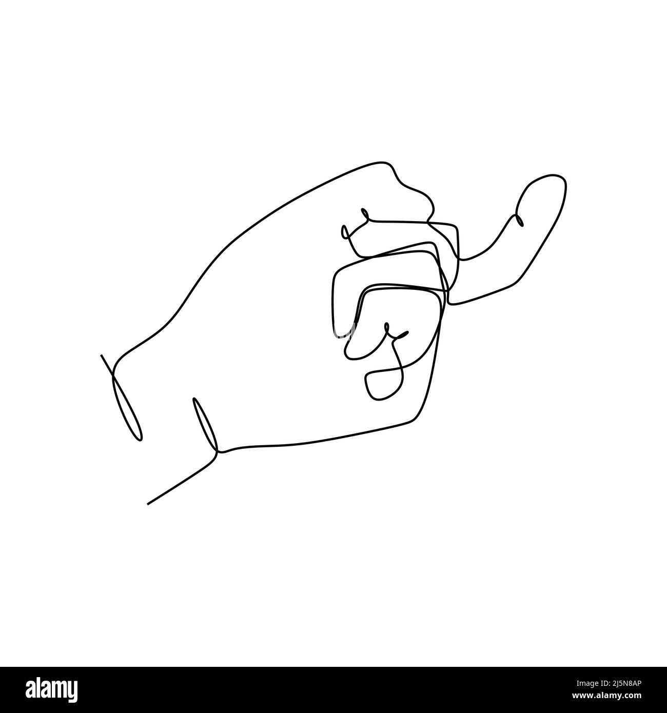 Showing index finger continuous line draw design. Sign and symbol of hand gestures. Single continuous drawing line. Hand drawn style art doodle Stock Vector