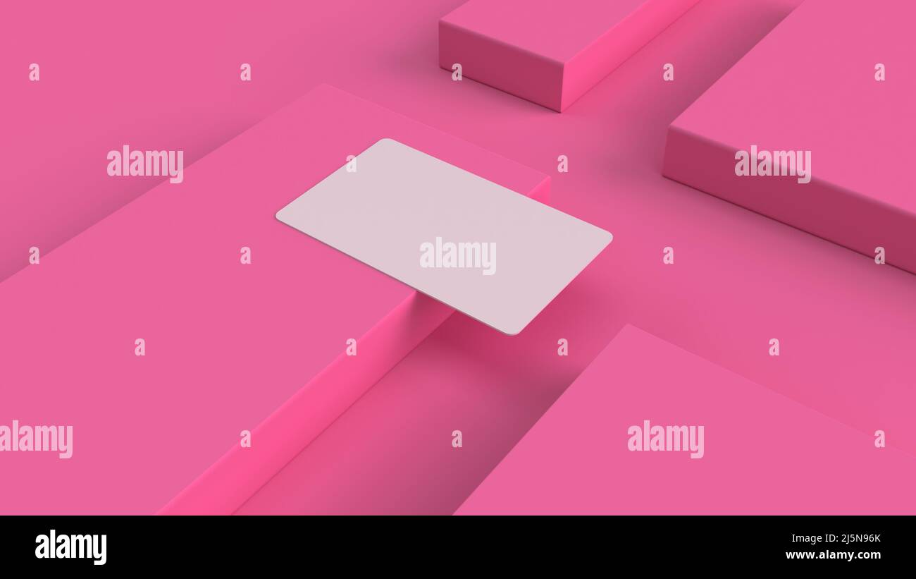 White Business Card with Round corners on Pink 3D background Scene. Render  Illustration for mockup Stock Photo - Alamy