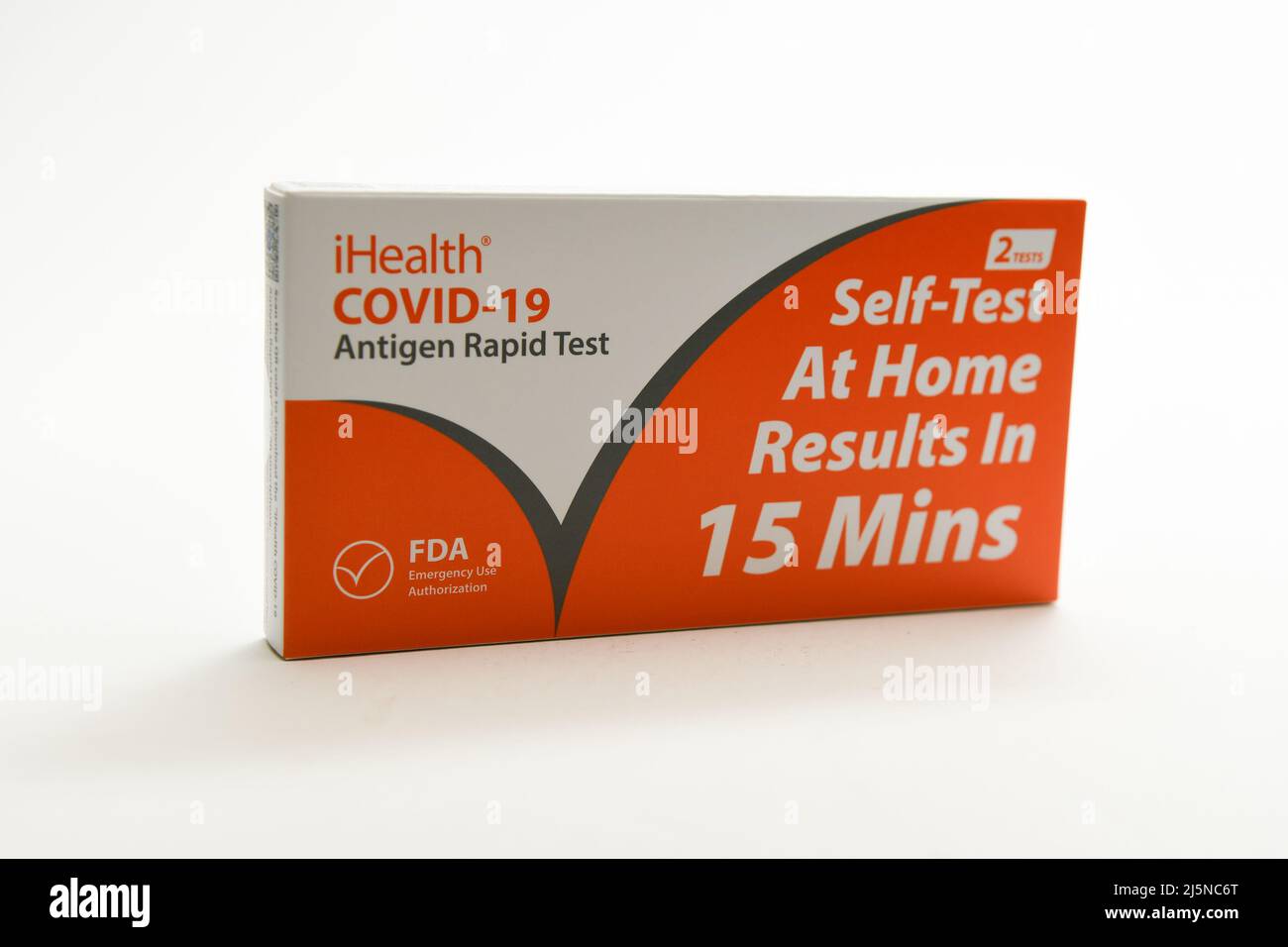 Cut out At home self-test Covid-19 virus test kit provided to US citizens on request. Stock Photo