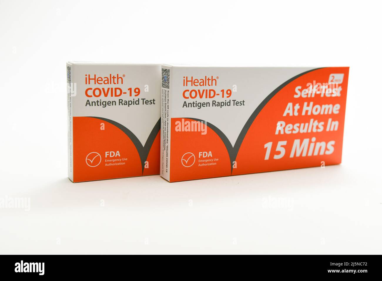 Cut out At home self-test Covid-19 virus test kit provided to US citizens on request. Stock Photo