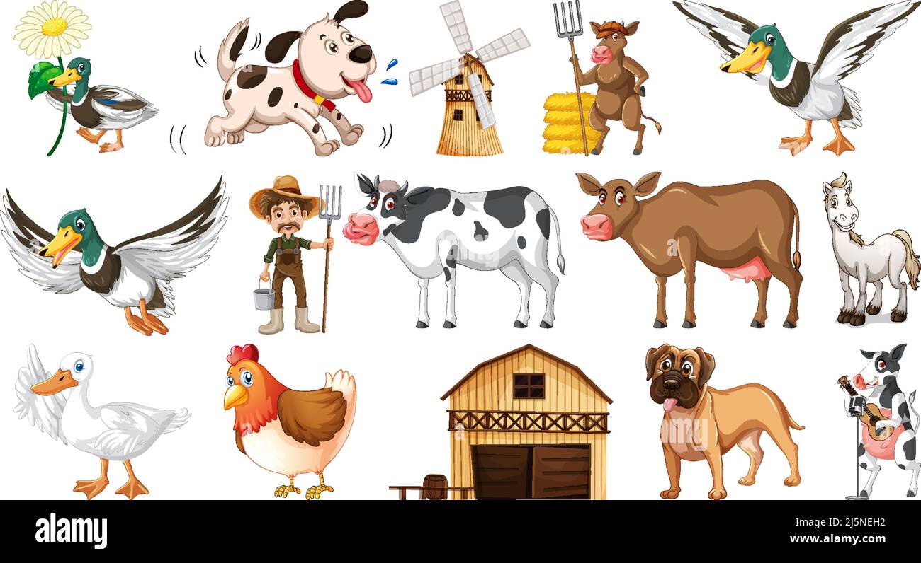 Farm animals and barn illustration Stock Vector Image & Art - Alamy