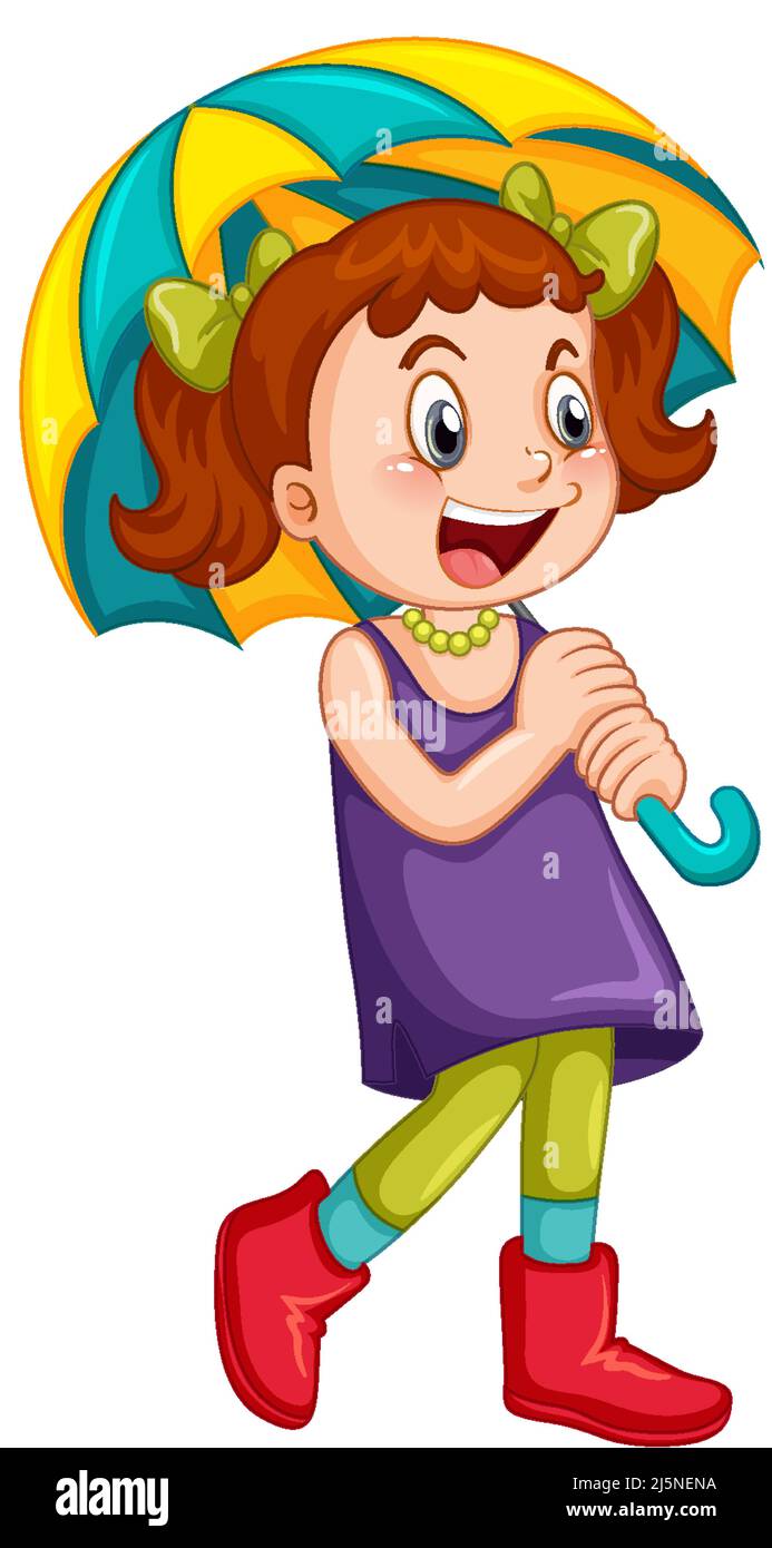 Cute girl holding an umbrella illustration Stock Vector Image & Art - Alamy