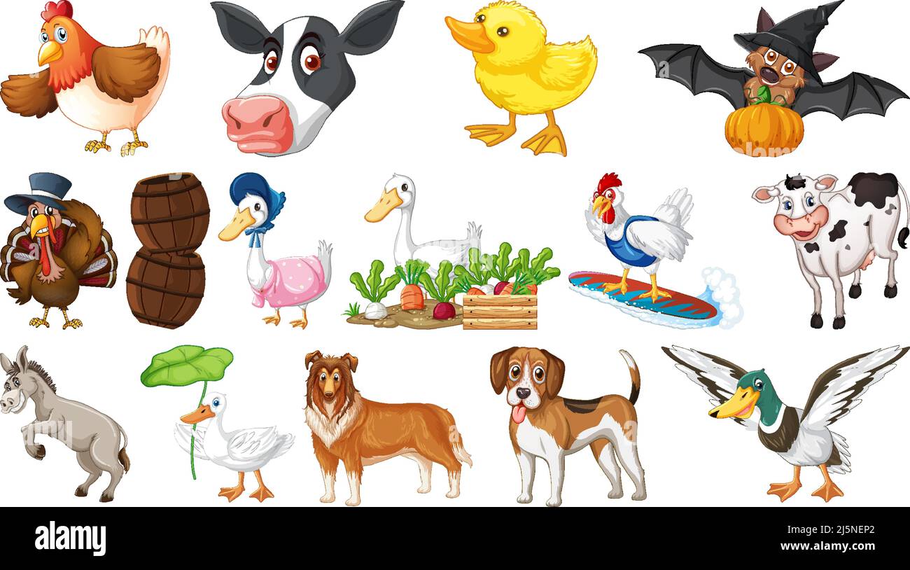 Farm animals on white background illustration Stock Vector Image & Art ...