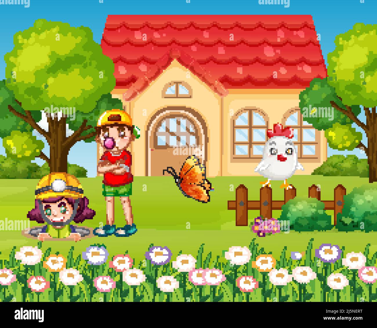 House scene with many kids illustration Stock Vector Image & Art Alamy