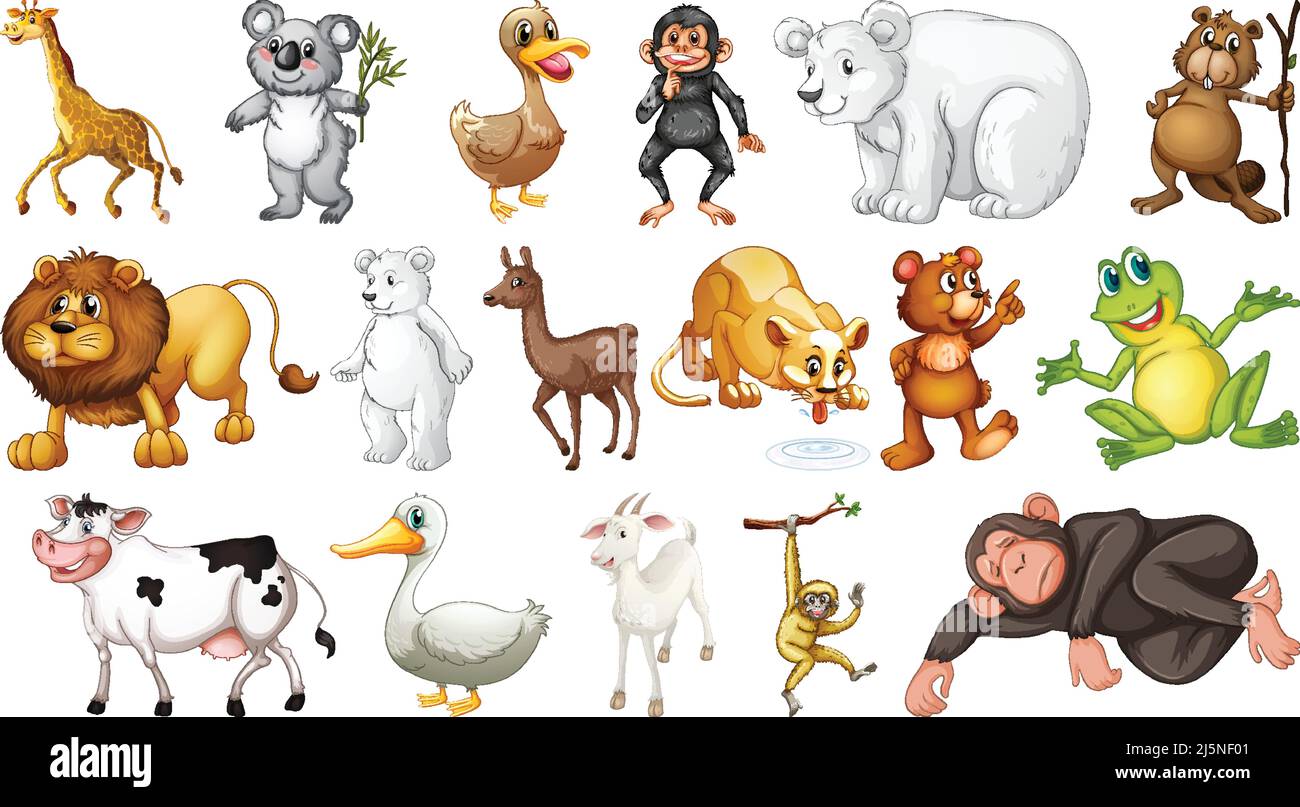 Wild animals on white background illustration Stock Vector Image & Art ...