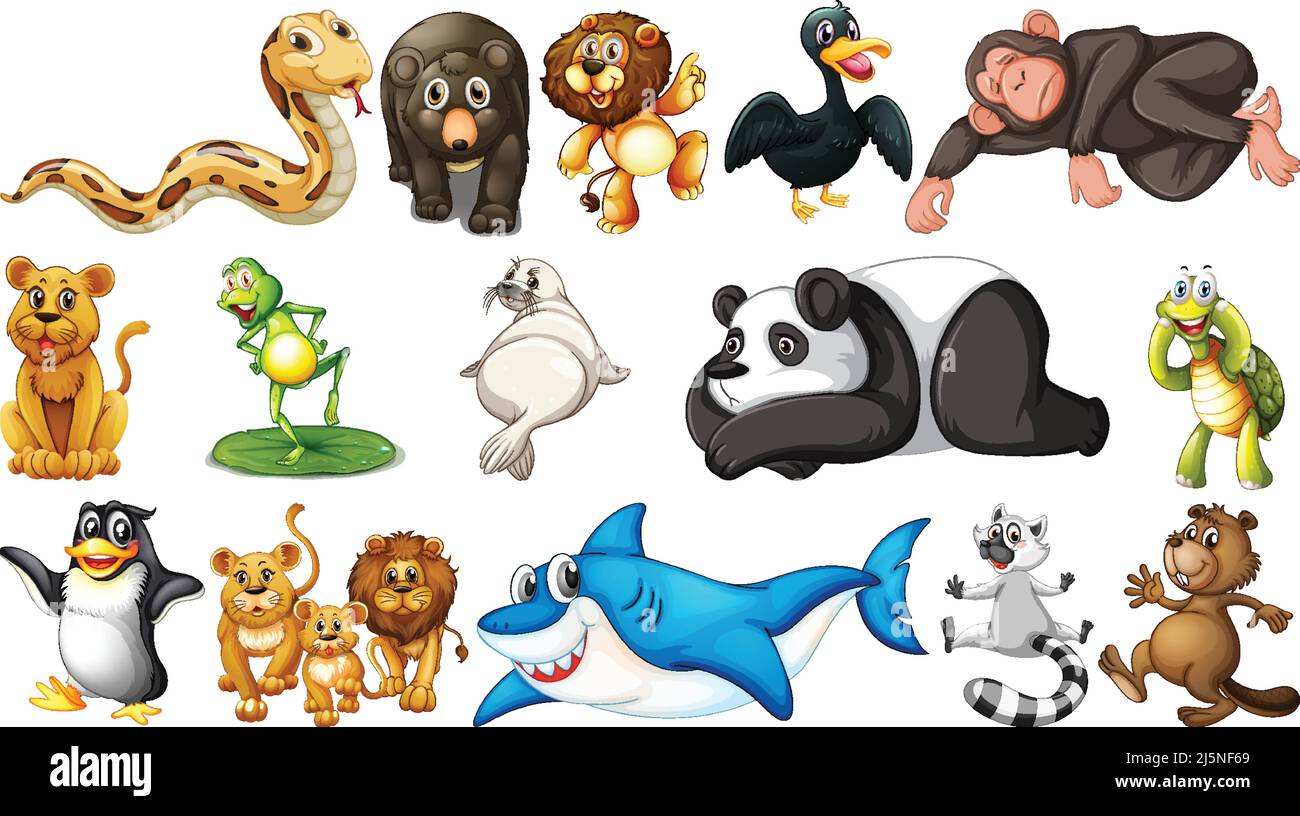 Wild animals on white background illustration Stock Vector Image & Art ...