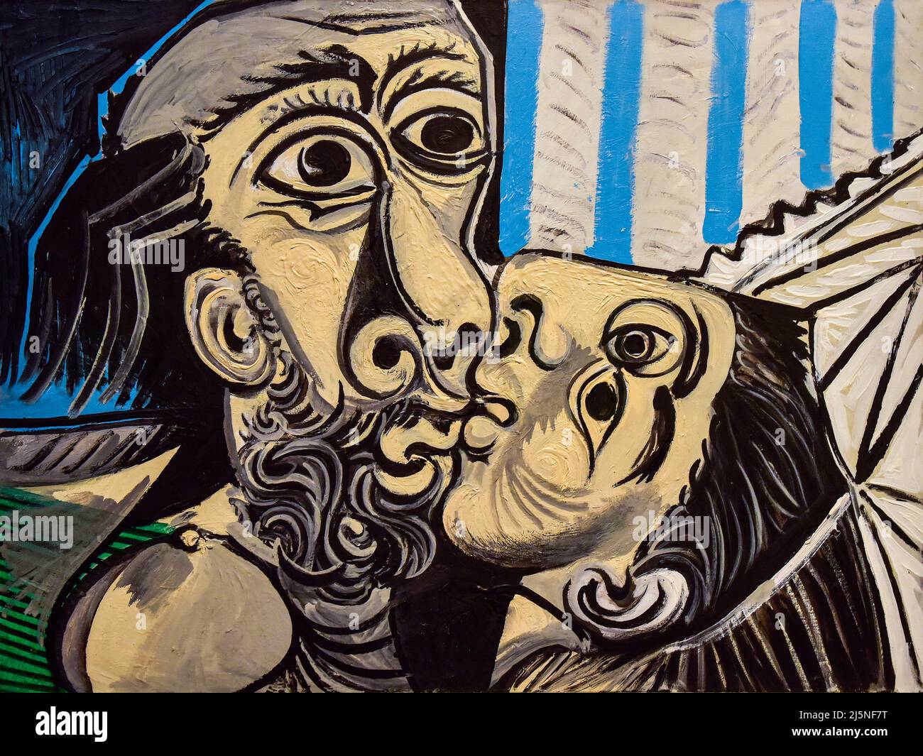 Pablo Picasso Painting, Le Baiser, The Kiss, Oil on Canvas, 1969 Stock Photo