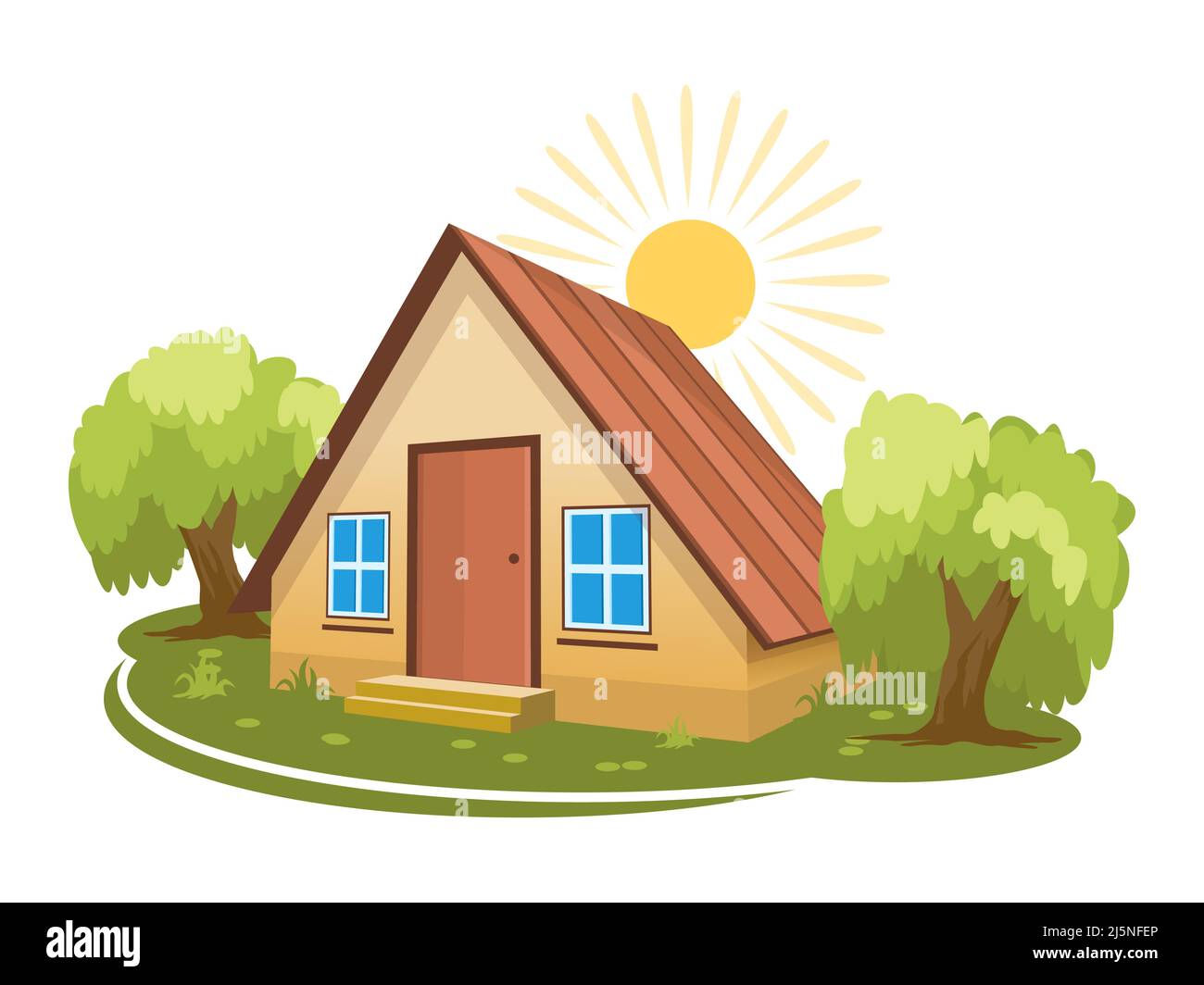 Summer landscape. House surrounded by trees Stock Vector Image & Art ...