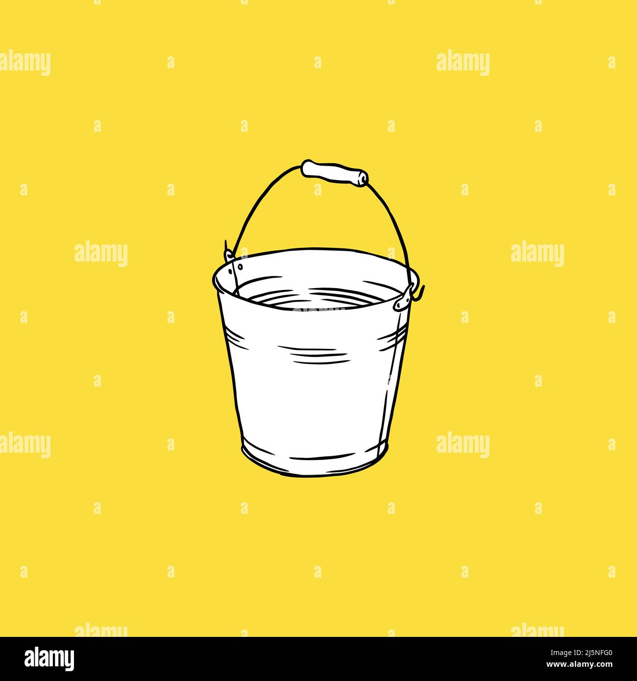 Tin Bucket illustration. Hand drawn. vintage style Stock Vector