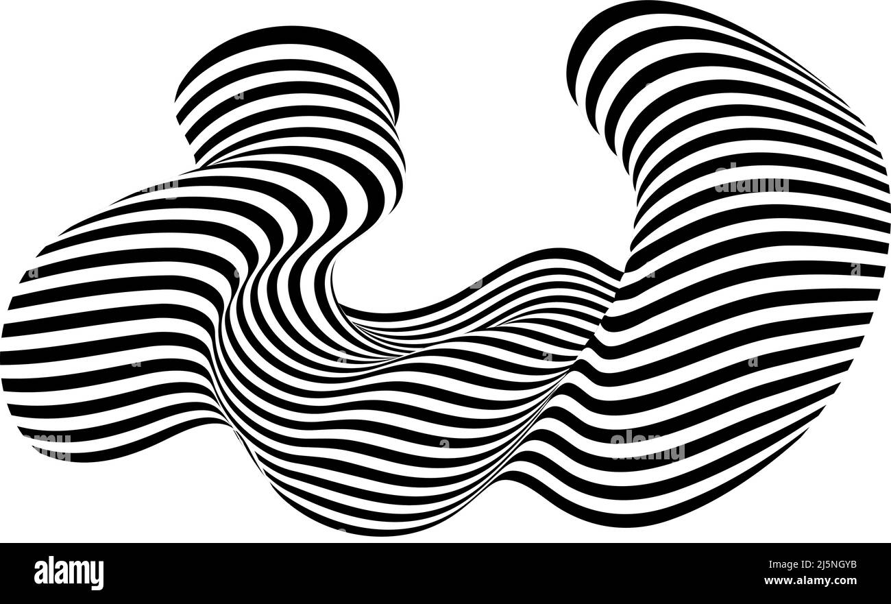 Abstract black and white stripe. Liquify Wave Line. Perspective Smooth