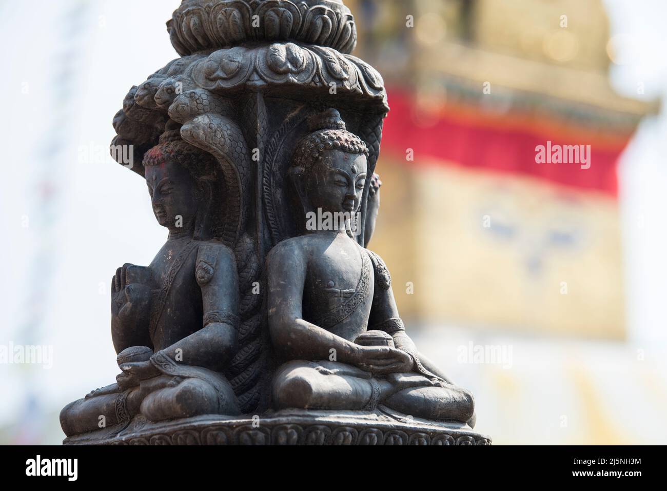 Kathmandu, Nepal- April 20,2022 : Buddhist Swayambhunath Temple (monkey temple) UNESCO World Heritage Site. Stock Photo