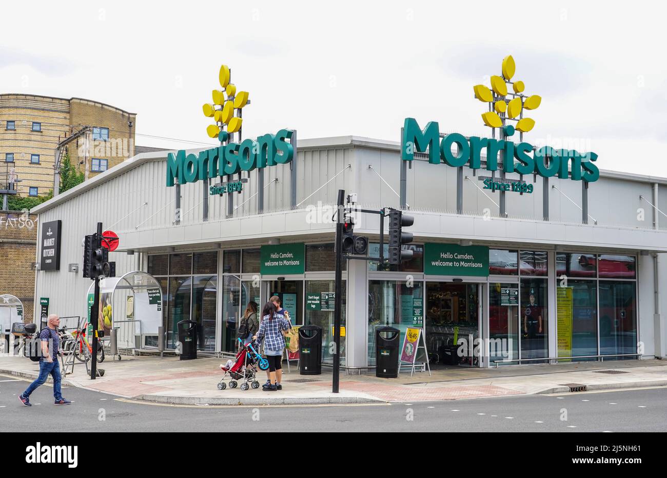 File photo dated 22/08/21 of a Morrisons store in Camden, London. Morrisons has cut the prices of hundreds of products including eggs, beef and nappies amid the rising cost of living. The UK's fourth-largest supermarket said it has lowered the cost of more than 500 products - including refrigerated, frozen and store cupboard food, meat and cereal - accounting for around 6% of its total volume of sales. Issue date: Friday March 25, 2022. Stock Photo