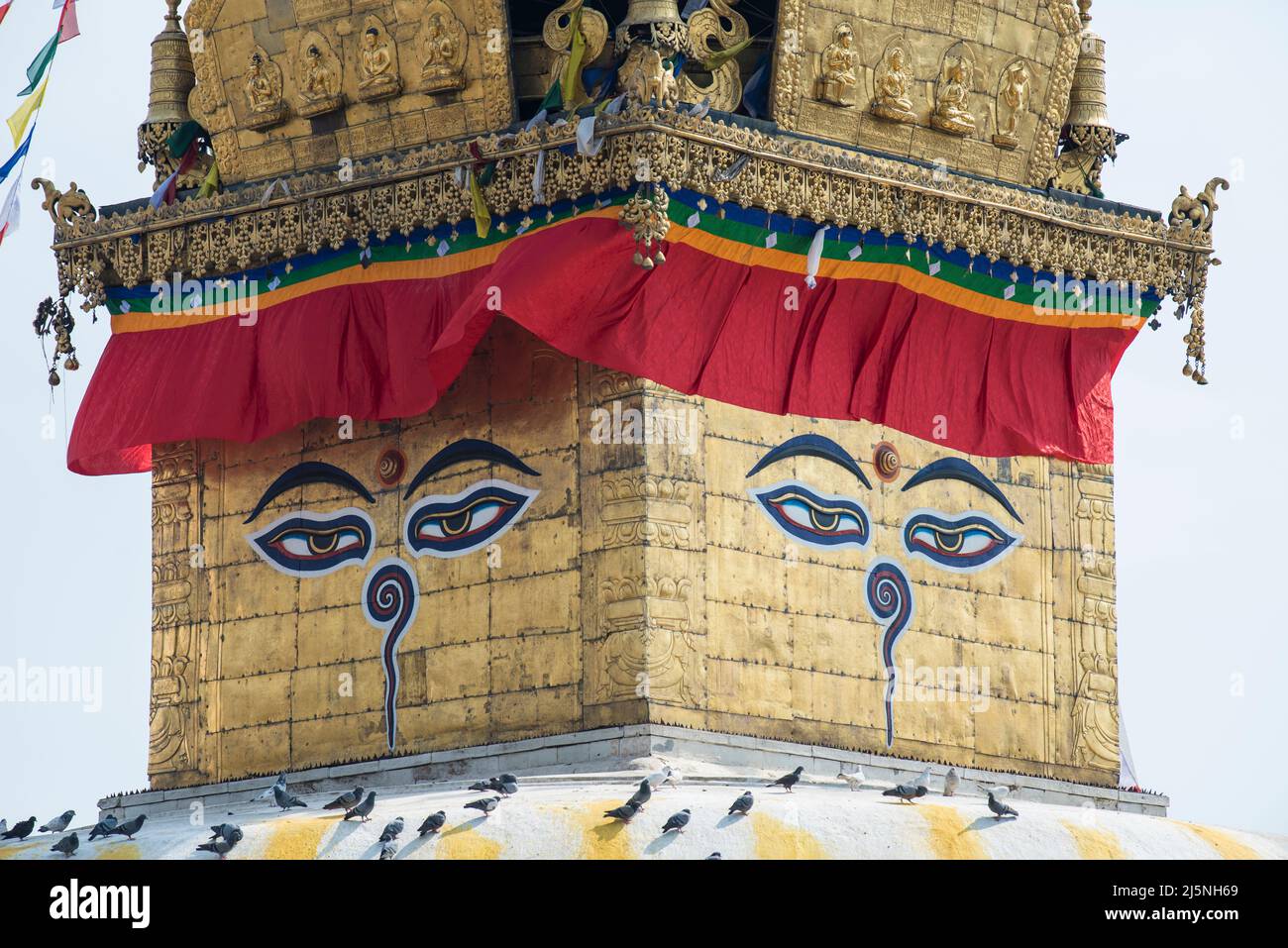 Kathmandu, Nepal- April 20,2022 : Buddhist Swayambhunath Temple (monkey temple) UNESCO World Heritage Site. Stock Photo