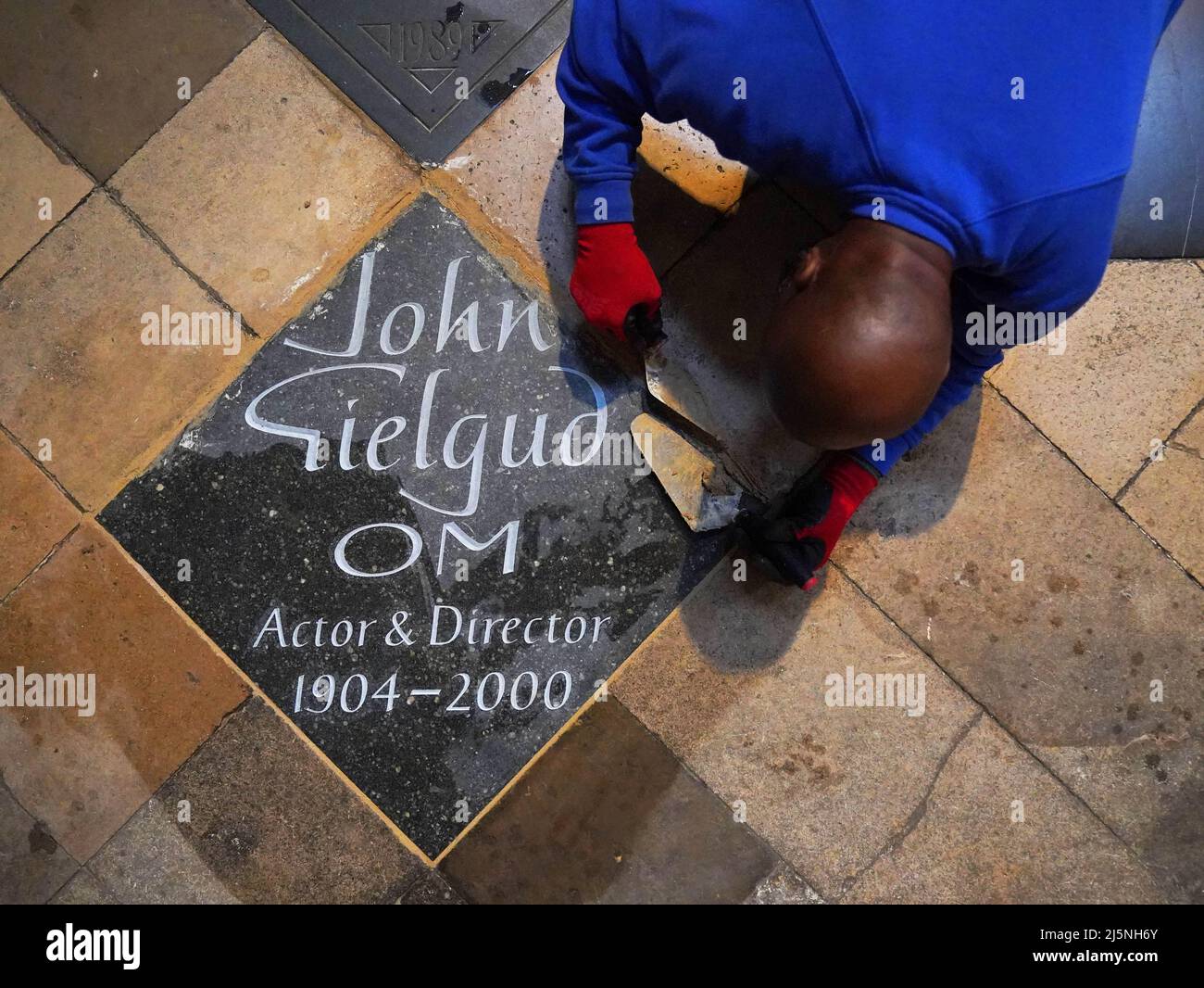 Member of staff Mark Croll carries out pointing work following the