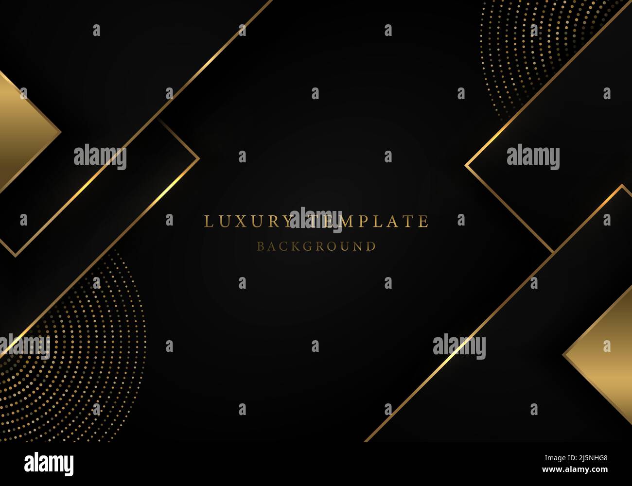 Abstract luxury golden template design artwork. Decorative artwork with black gradient background. Illustration vector Stock Vector