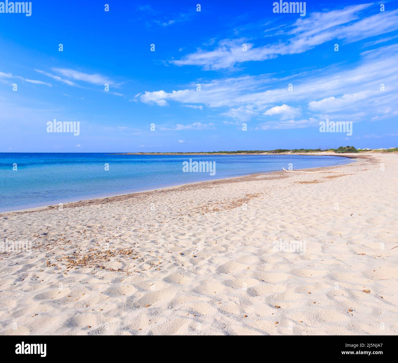 The most beautiful coast of Apulia in Italy: Torre Colimena Beach. Stock Photo