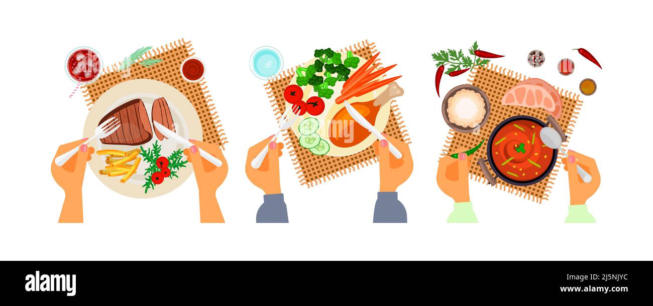 Top view on different main dishes Stock Vector Image & Art Alamy