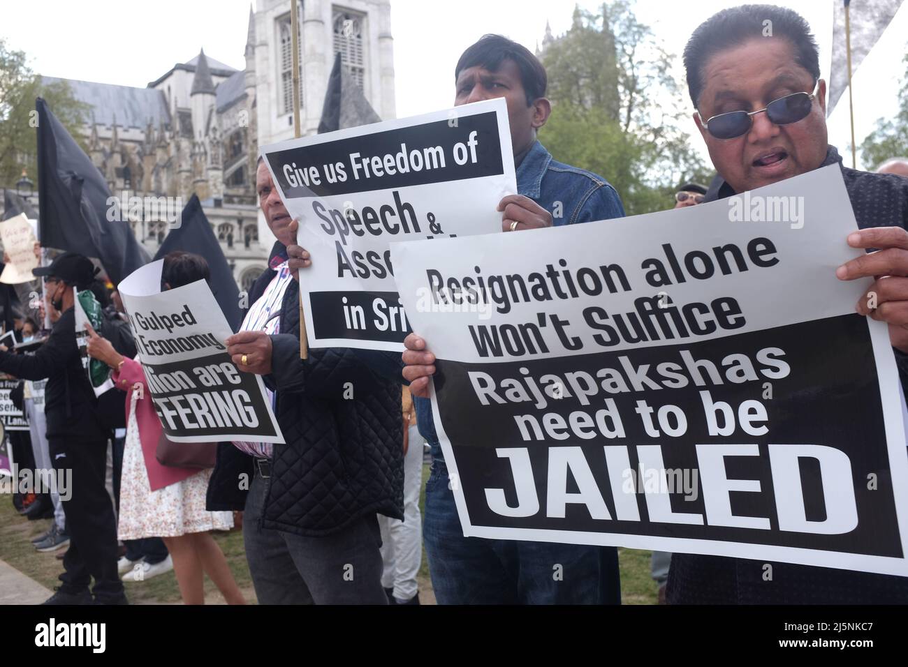 Sri Lanka’s beleaguered government faces new pressure to resign  , uk sri lankans  picket parliement square.civil unrest at inflation Stock Photo