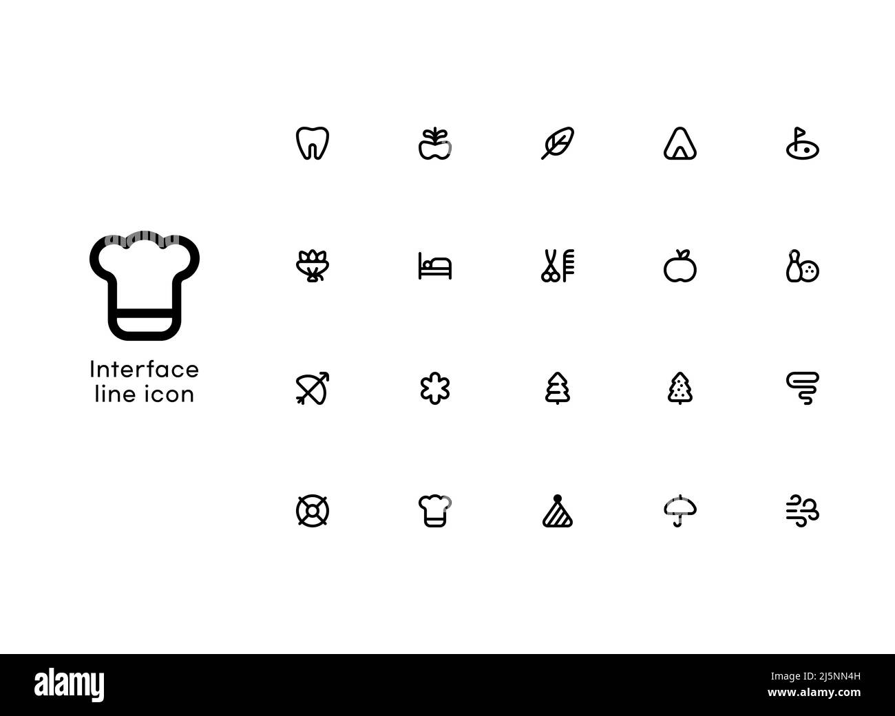 mobile essential interface web black line vector icon set Stock Photo ...